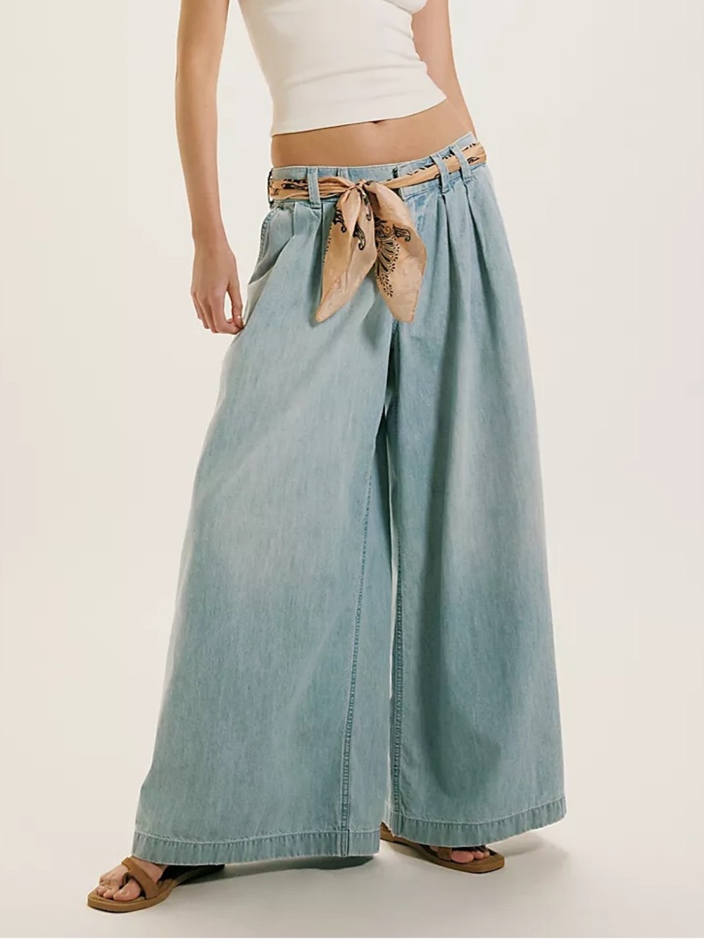 Free People Scout Wide-Leg Jeans NWT California Blue Soft Denim